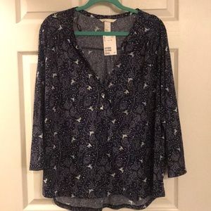 H&M Bird print patterned blouse